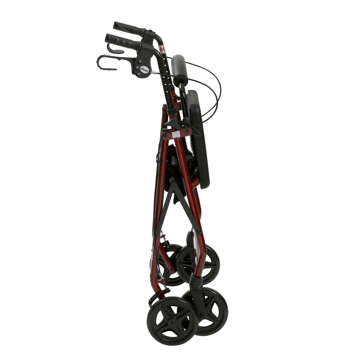 Red Aluminum Rollator with Padded Seat L966