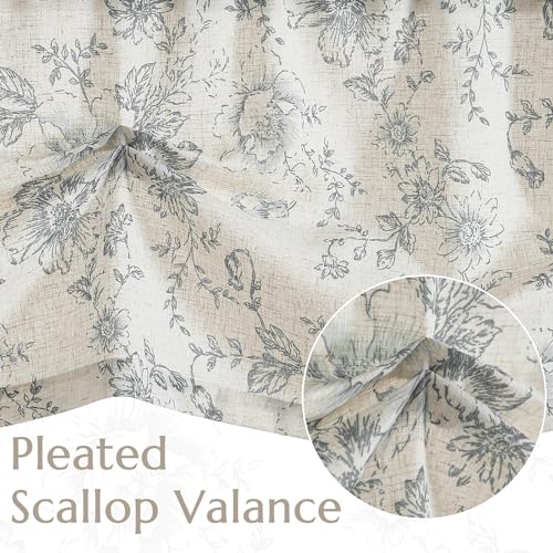 Linen Valance Yellow Leaf on Beige 16 Inch Rod Pocket 1 Panel Z956743