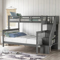 Twin Over Twin/Full Bunk Bed with Trundle and Drawers Grey R7417