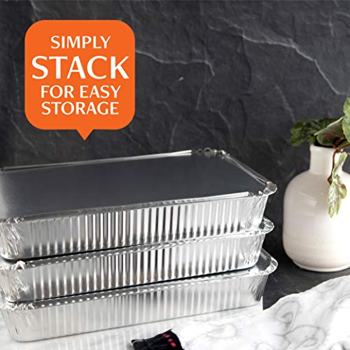 Disposable 4 LB Aluminum Oblong Baking Pans 12'' X 8'' X 2'' Inch With Cardboard Lids Bakeware Pack of 10 Pans and 10 Lids L3036