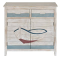 White Wash and Aqua 2 Drawer 2 Door Cabinet T163