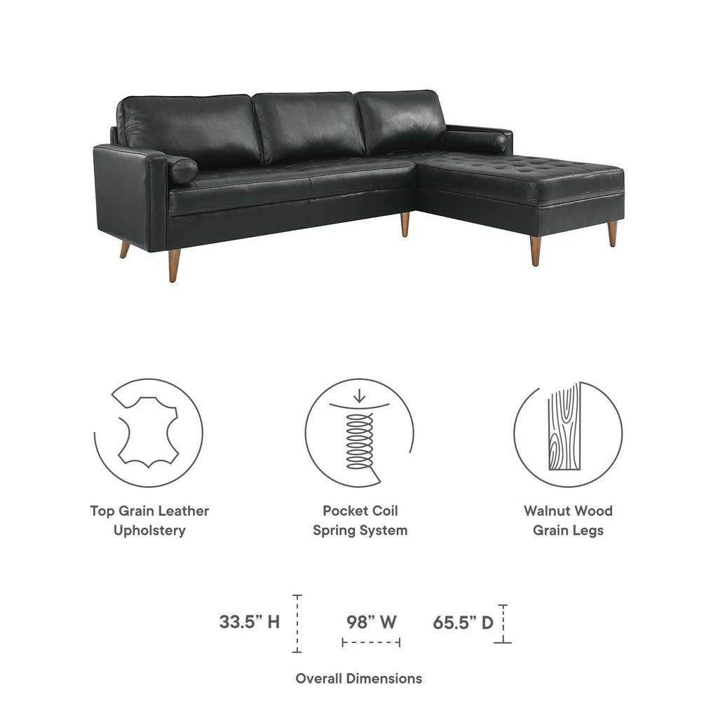 Black Leather Sectional Sofa H118