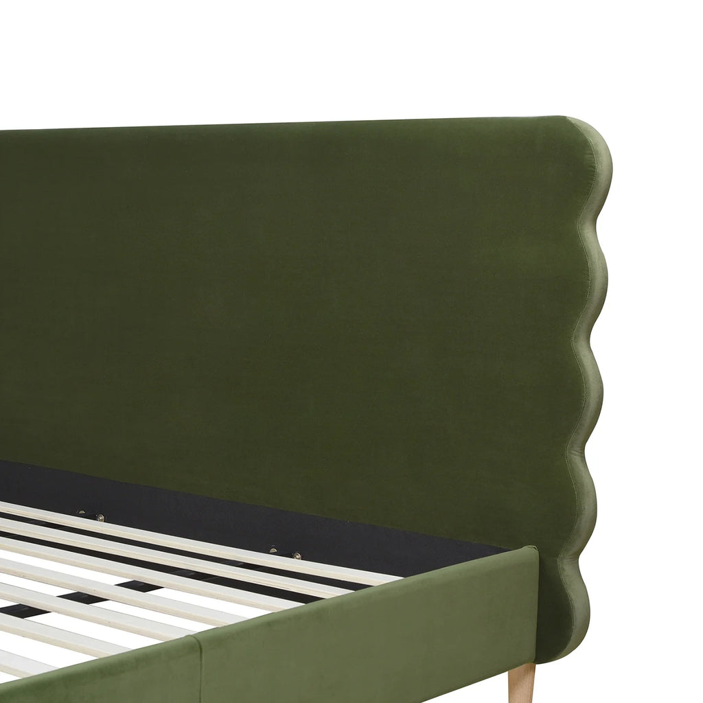 King Olive Green Performance Velvet Platform Bed C518780