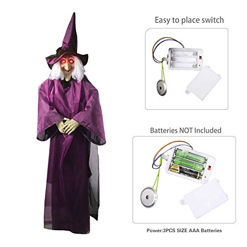Halloween Outdoor Decoration 75" Life Size Hanging Animated Talking Witch C311043