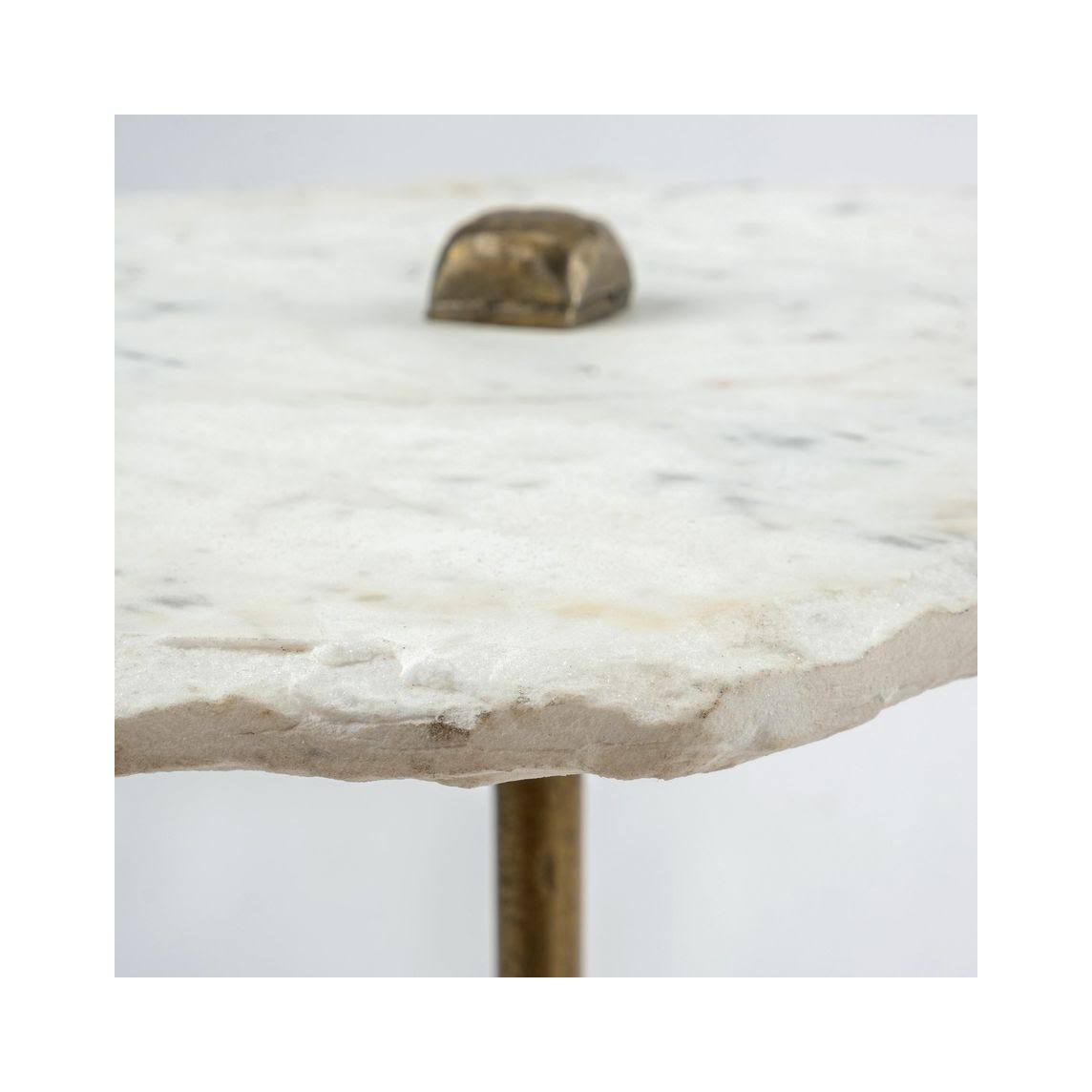 White Marble and Antique Gold Accent Table I5131