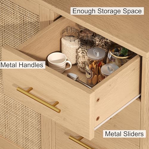 70.9" Rattan Kitchen Pantry Cabinet with Microwave Shelf H978878