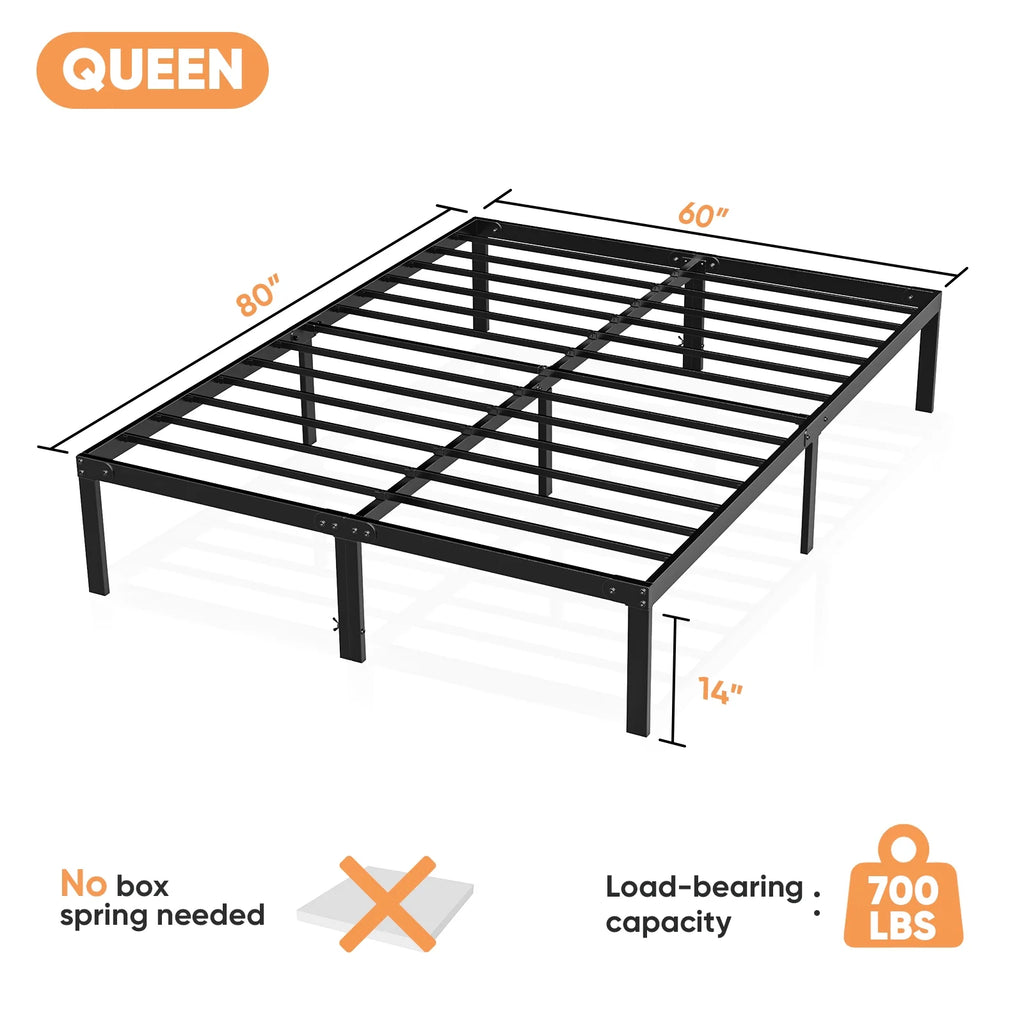 Queen Size Black Metal Platform Bed Frame S5465