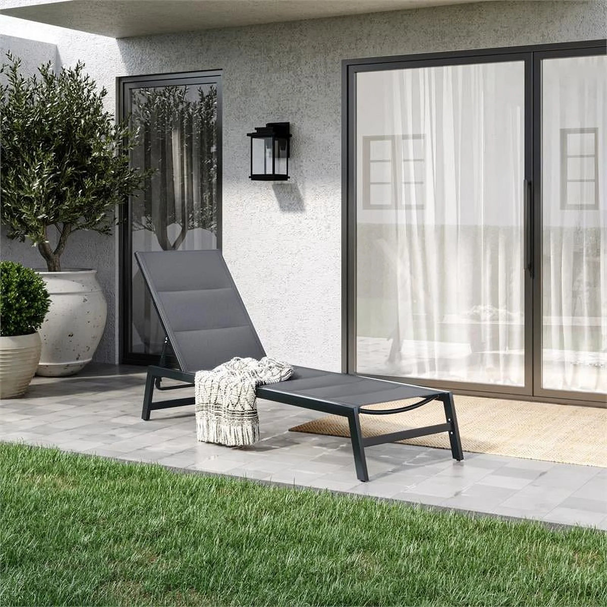 Gray Polyester Mesh Reclining Lounger U8110