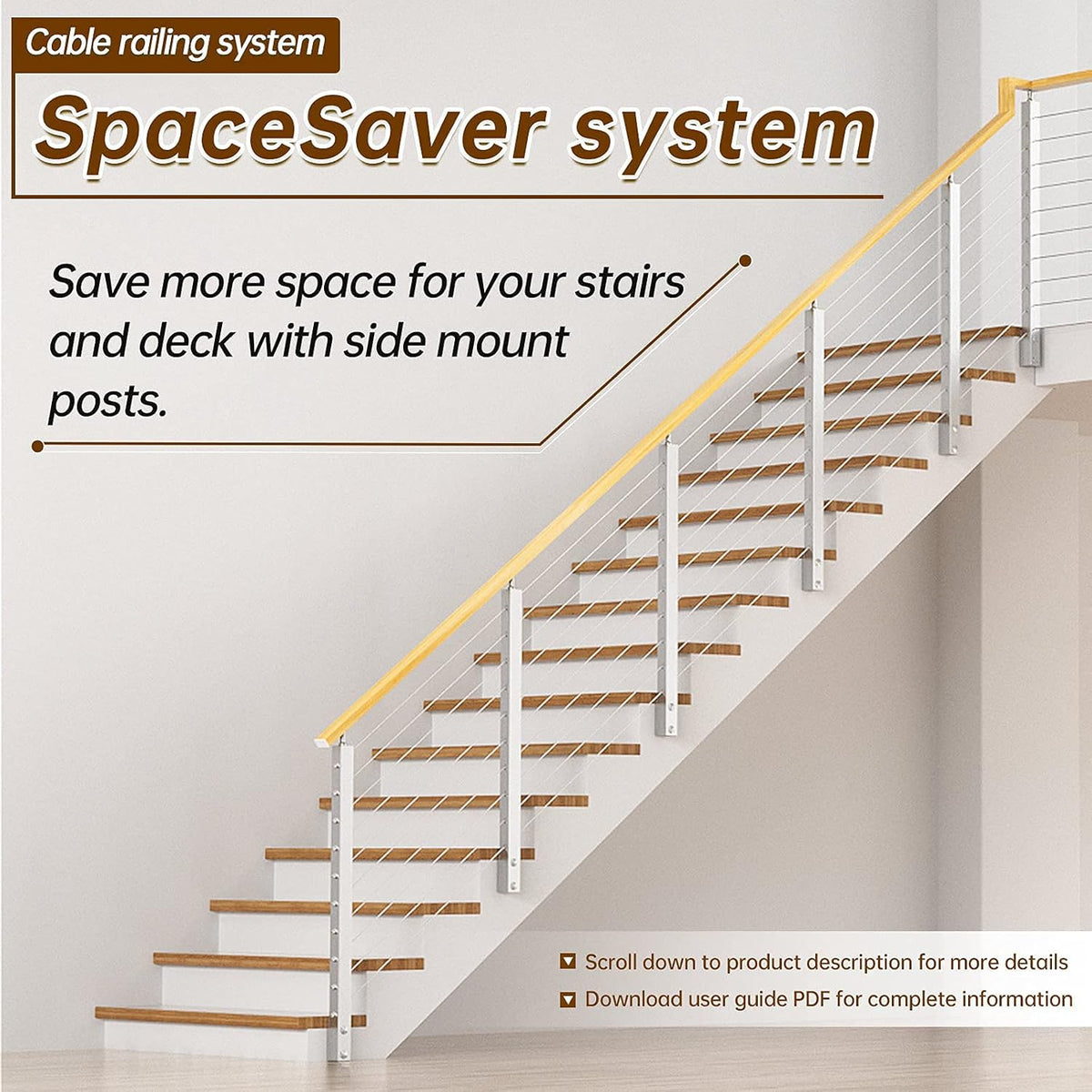 Brushed Stainless Steel Wall Mounted Stair Handrail Q109