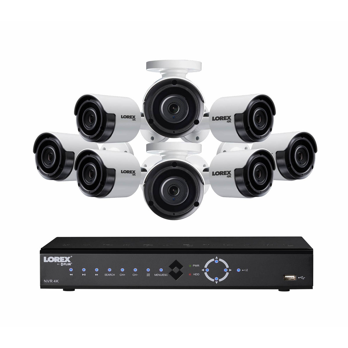 8-Channel NVR with 8 Outdoor Cameras Night Vision Wired Ethernet D642
