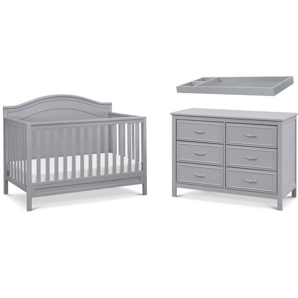 Gray Convertible Crib and Dresser Set with Changing Tray U778