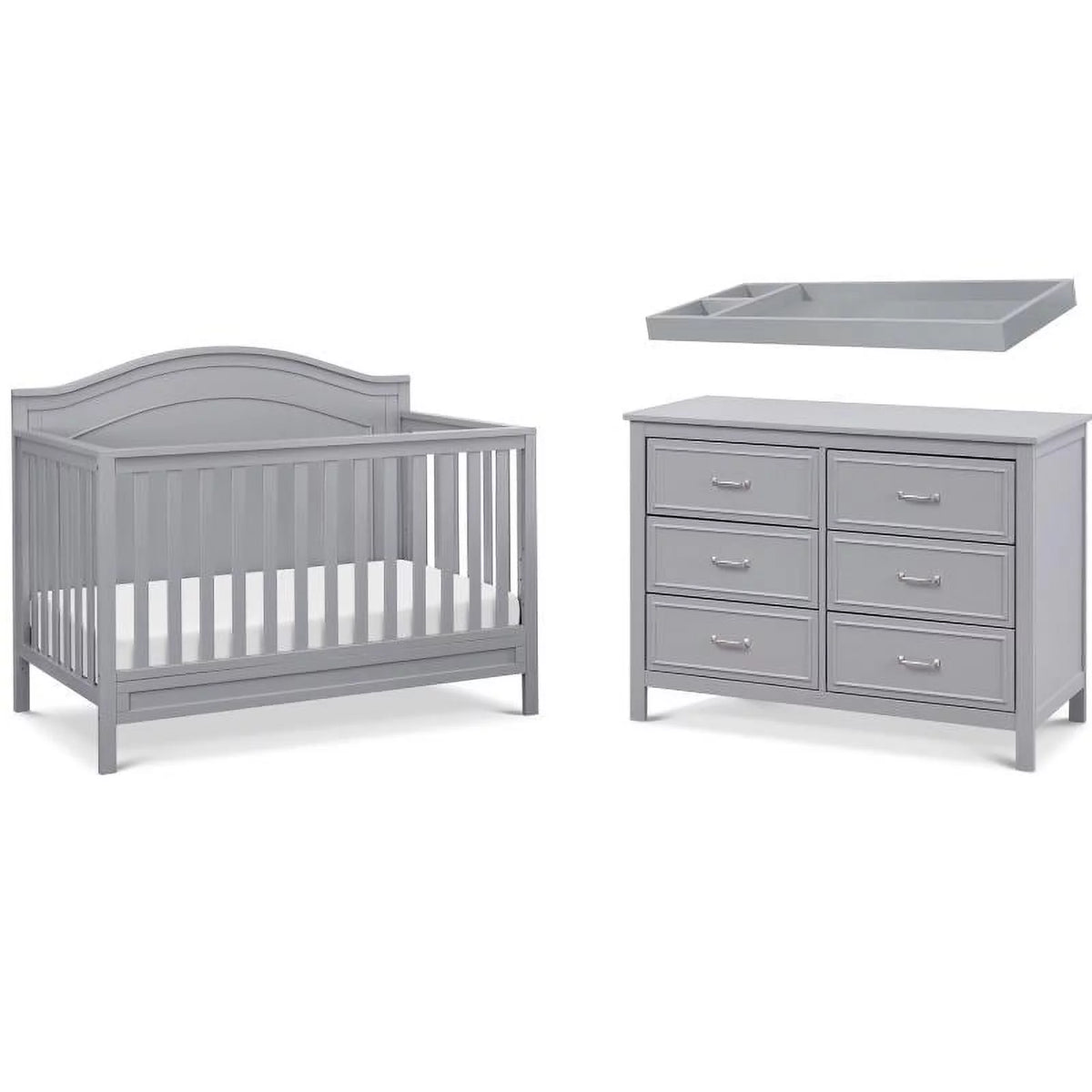 Gray Convertible Crib and Dresser Set with Changing Tray U778