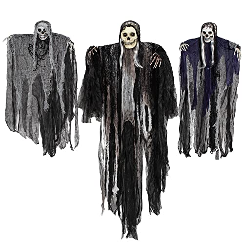3 Pack Hanging Halloween Skeleton Ghosts Decorations E598