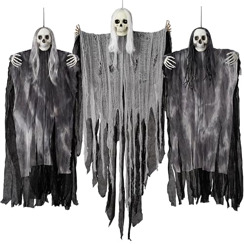 3 Pack Hanging Halloween Skeleton Ghosts Decorations E598