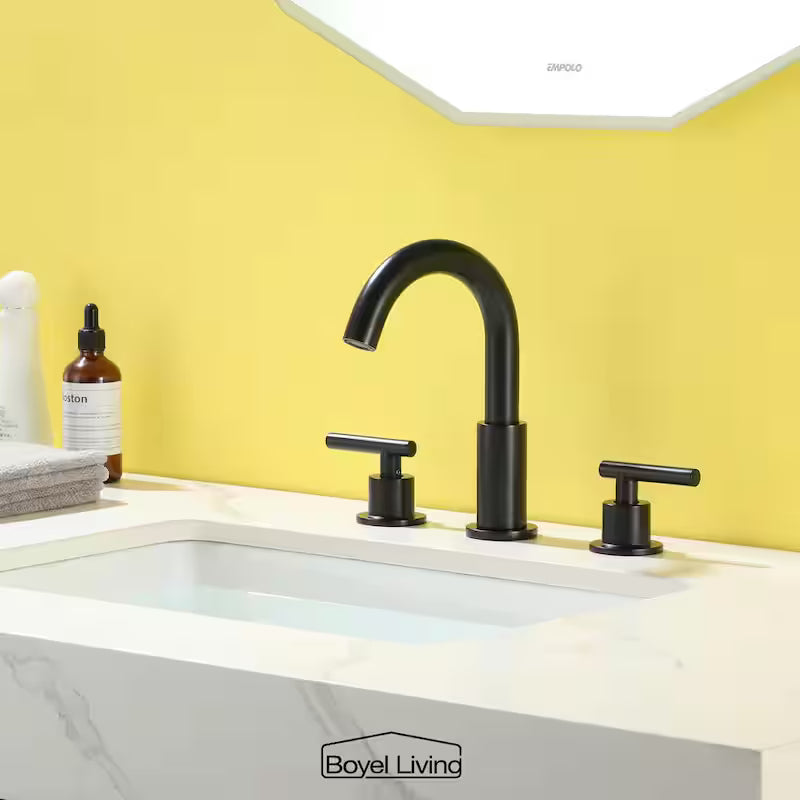 2-Handle Bathroom Faucet with Valve in Matte Black O645