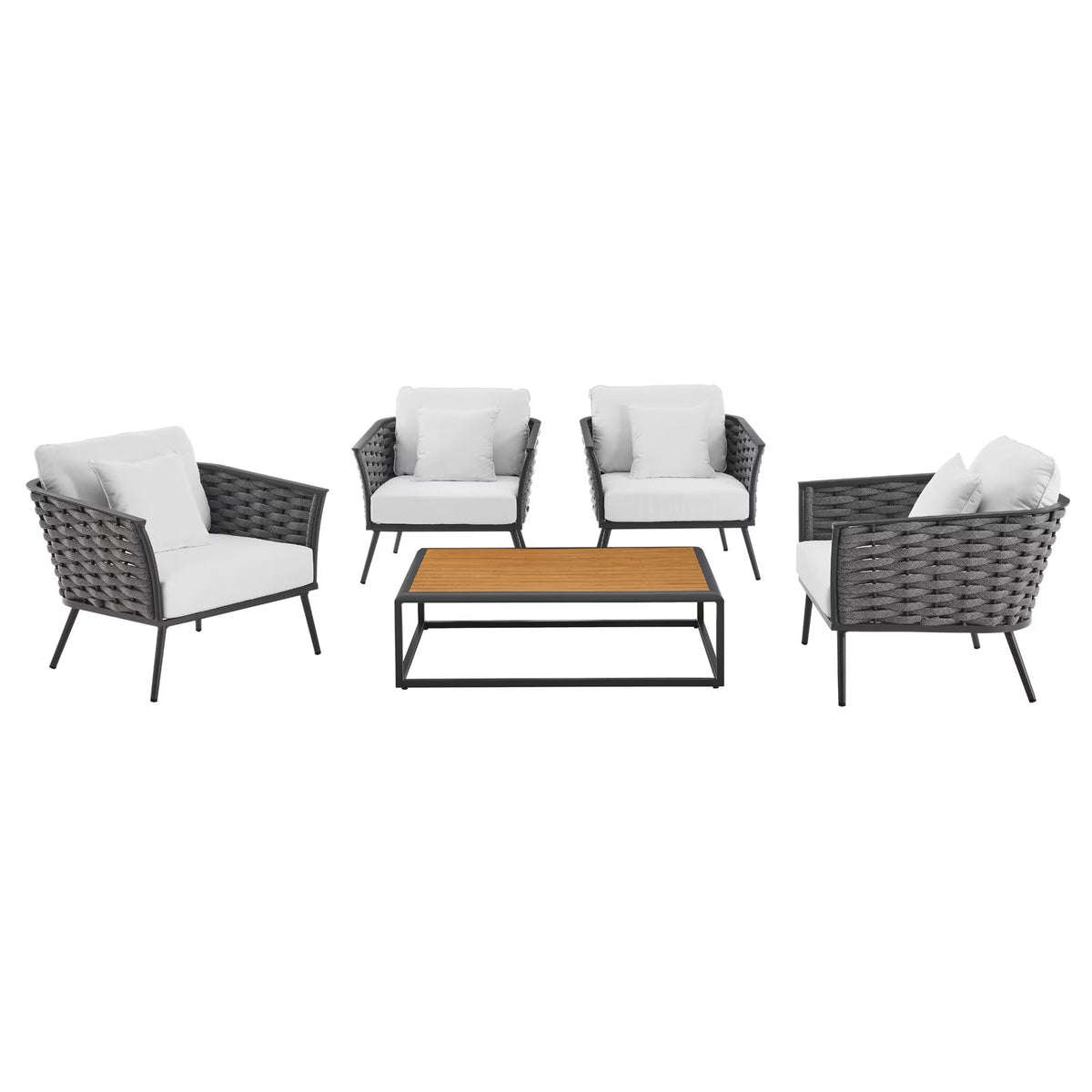 Gray White 5 Piece Outdoor Aluminum Sectional Sofa Set I370115