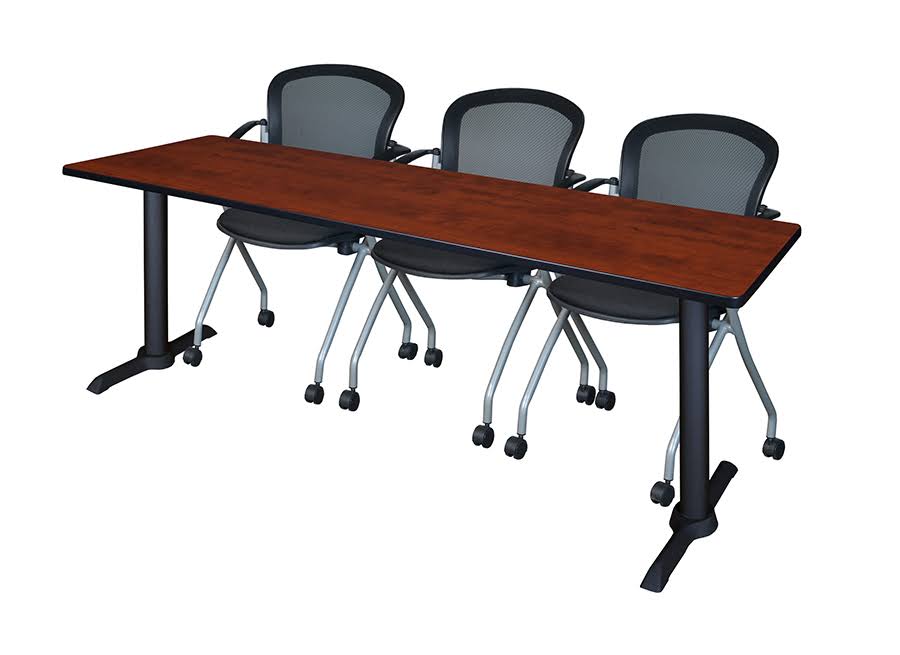 48 x 24 in. Grey Training Table & 2 Black Nesting Chairs P3817