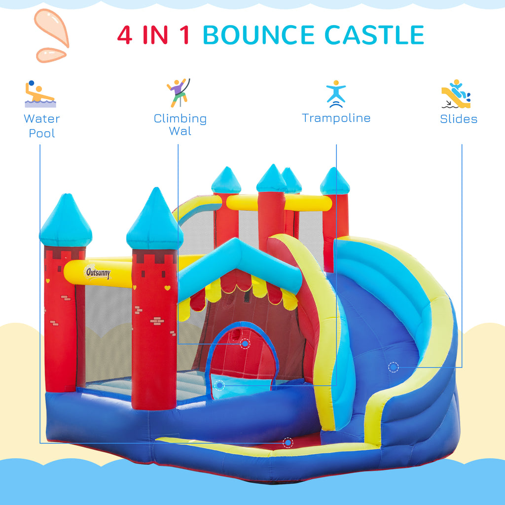 4 in 1 Inflatable Bounce House with Slide, Climbing Wall, and Pool or Ball Pit Z108372