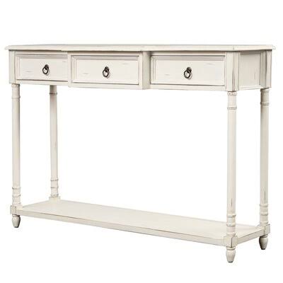 Antique White Solid Wood Console Table F112
