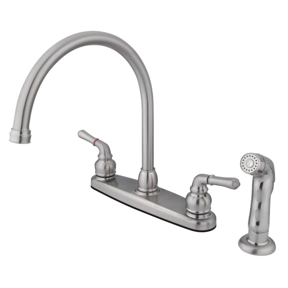 Satin Nickel Centerset Kitchen Faucet with Matching Sprayer N74149