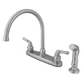 Satin Nickel Centerset Kitchen Faucet with Matching Sprayer N74149