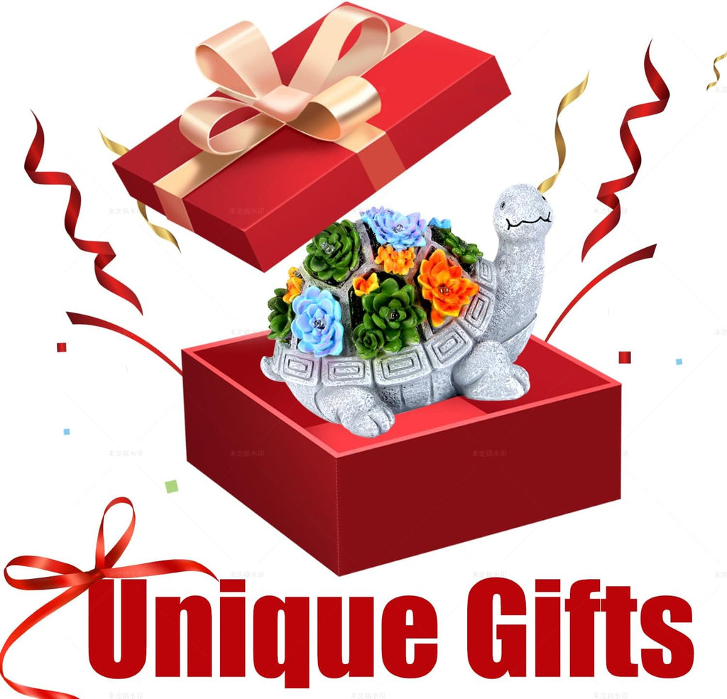 Turtle Statue with Succulent and 7 LED Colour Lights Z452786