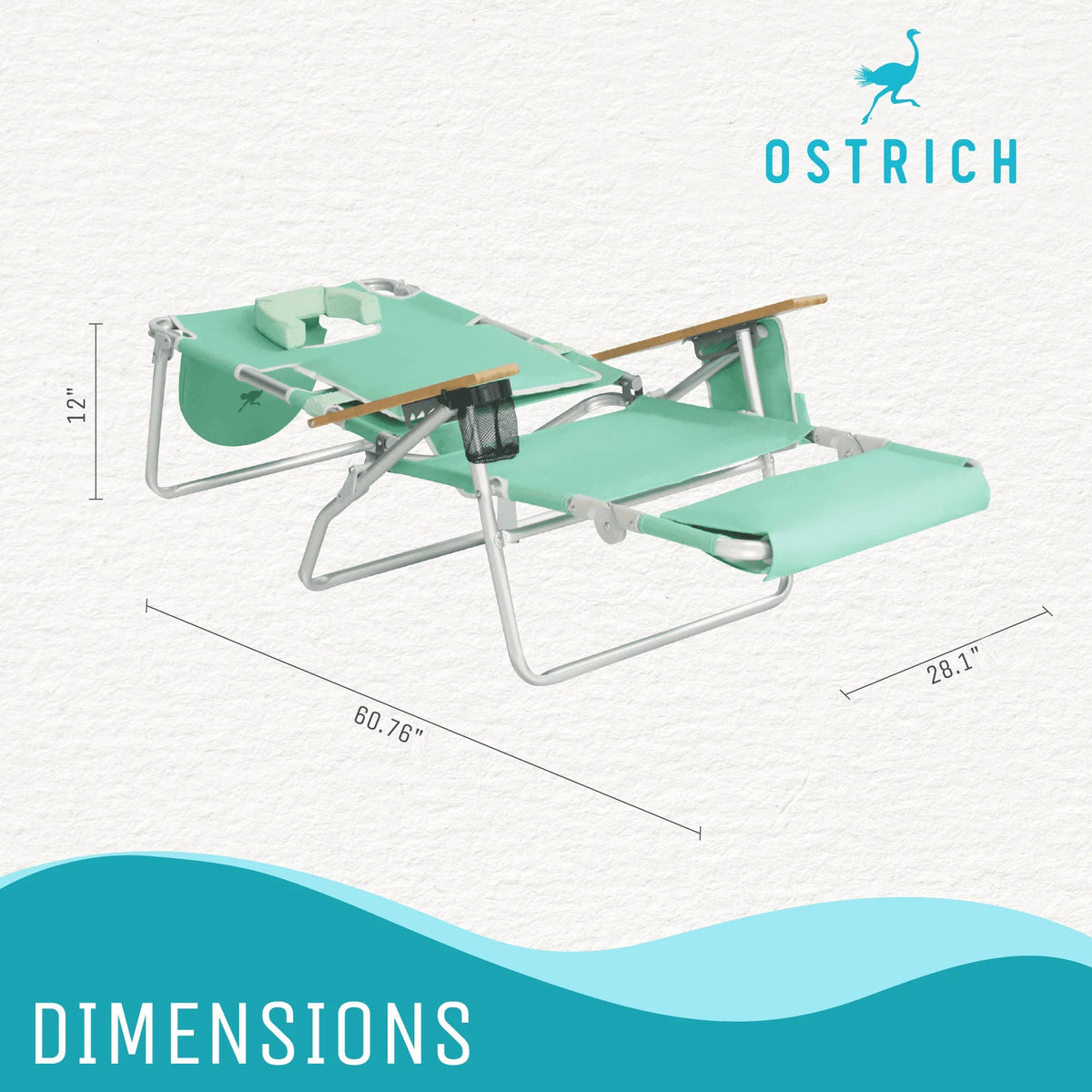 Teal 2 Pack Padded Outdoor Folding Beach Chair F5074