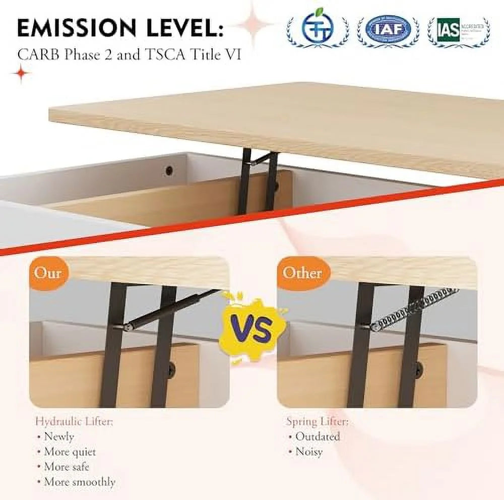 Lift Top Wood Coffee Table with Hidden Compartment B815