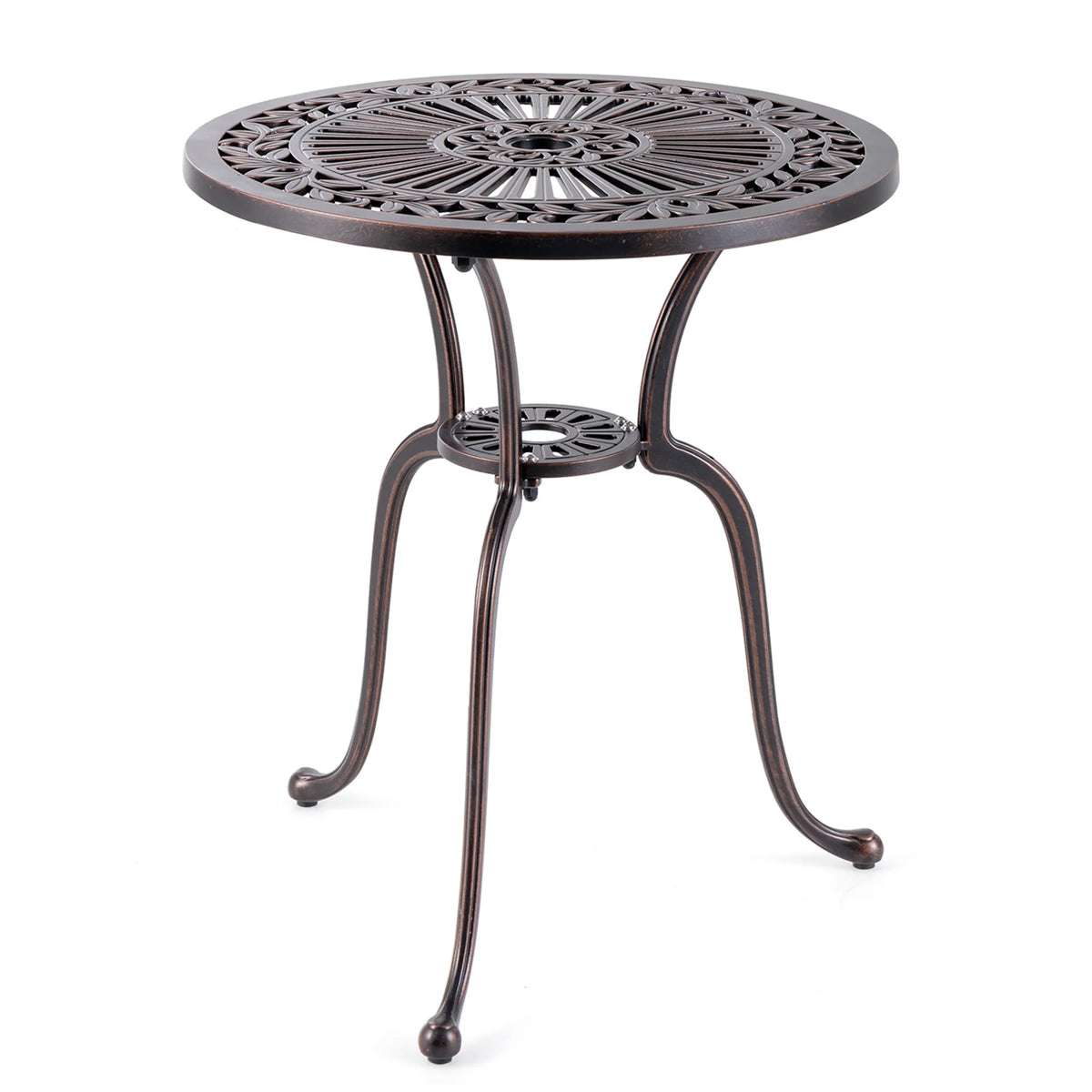 24 Round Cast Aluminum Patio Bistro Table with Umbrella Hole B494