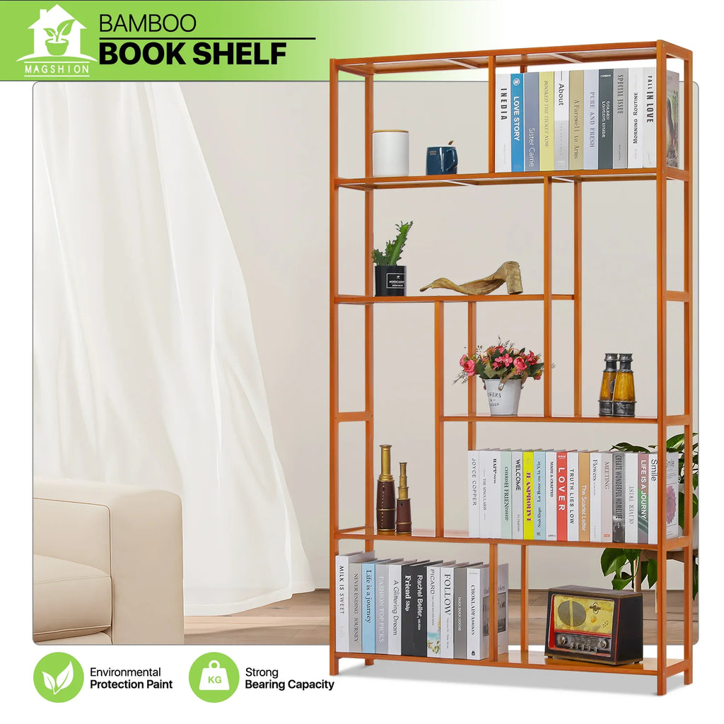 Bamboo 6 Tiers Brown Bookshelf W346