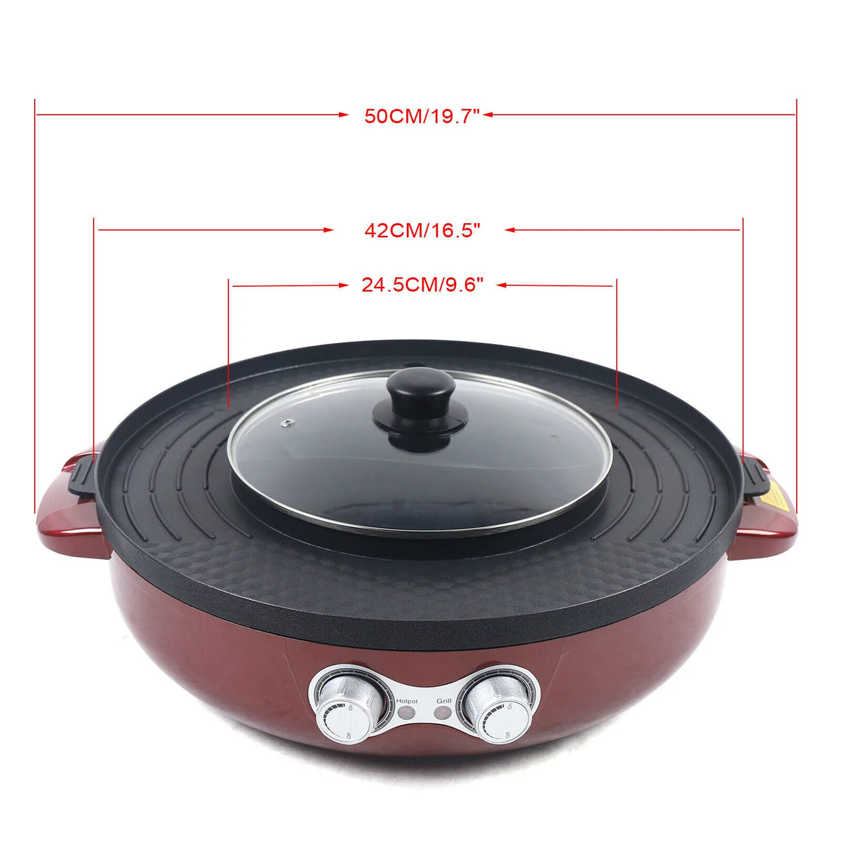 Portable Electric 2 in 1 Hot Pot Barbecue Grill Non-Stick W706
