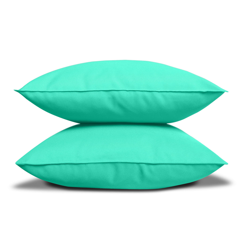 Pack of 2 Outdoor Decorative Throw Pillows 18 x 18 inch Solid Aqua Square Pillows W13879