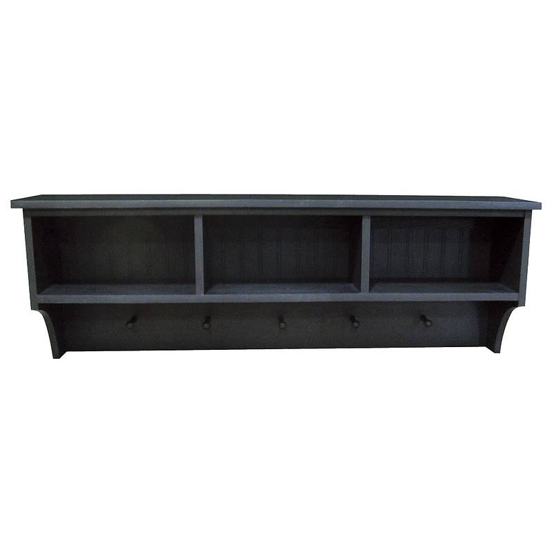 Gold Storage Shelf with Cubbies and Pegs C4021