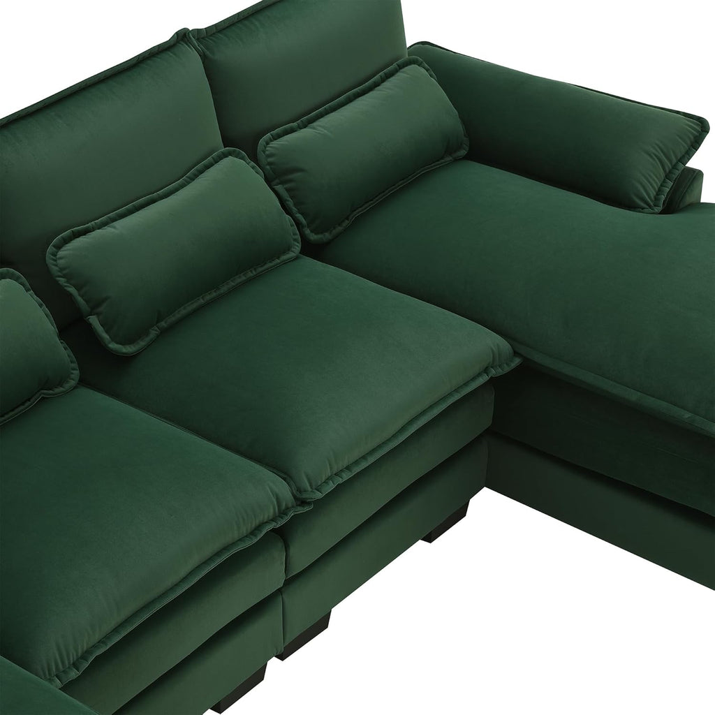 Green Upholstered Sectional Sofa with Chaise Lounge Z12241