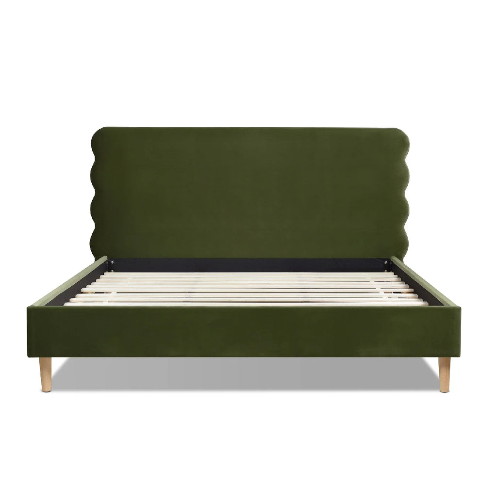 King Olive Green Performance Velvet Platform Bed C518780