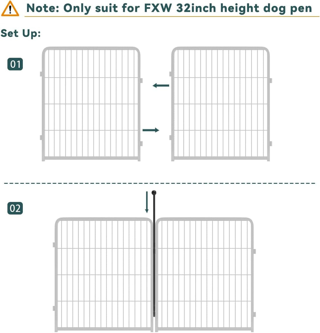 Dog Playpen 32-Inch Height Pet Fence Gate with Doors L801131