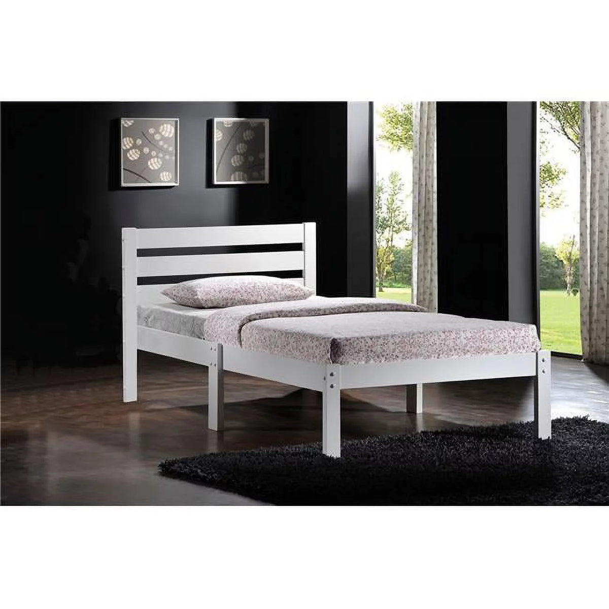 Twin Size Bed White D8702