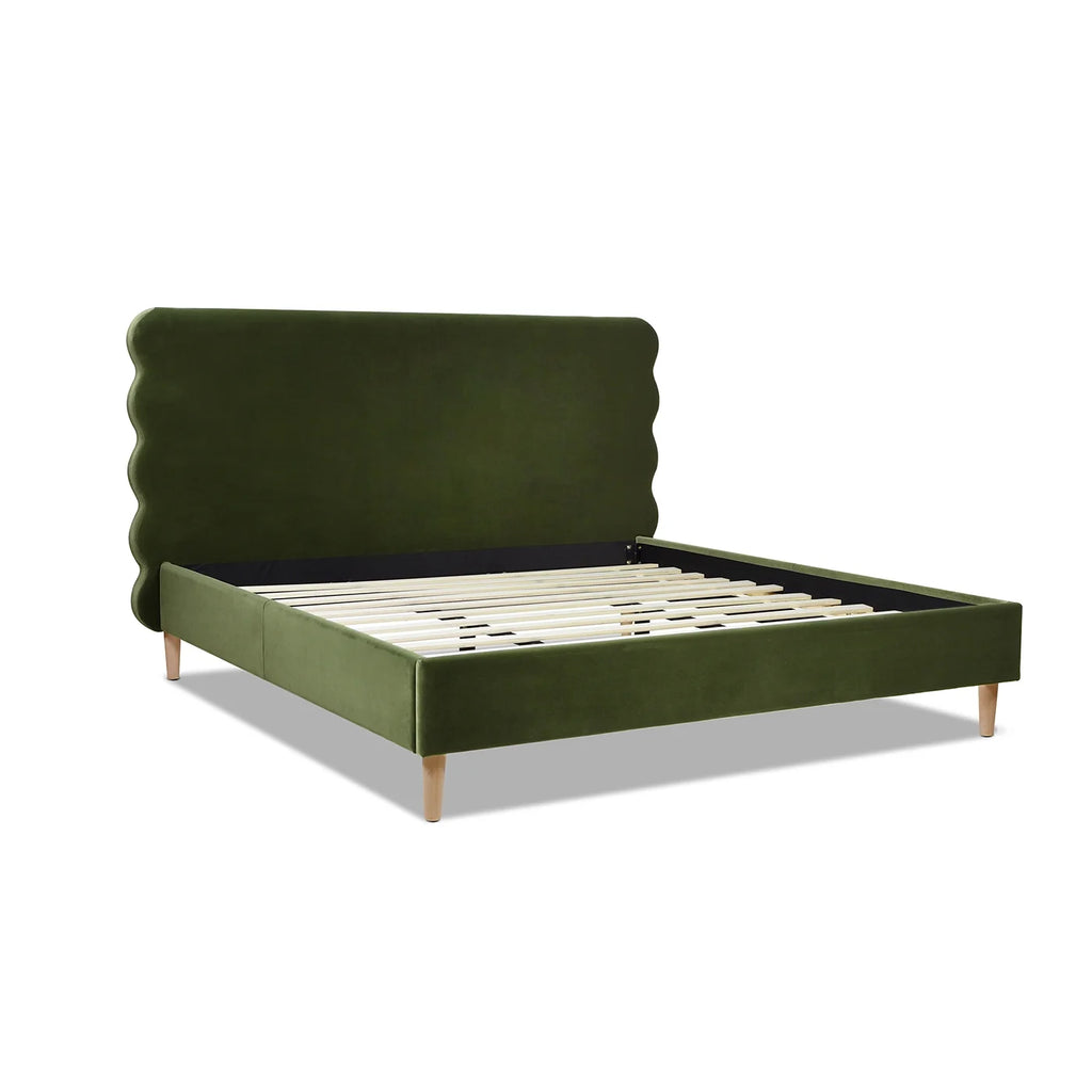 King Olive Green Performance Velvet Platform Bed C518780