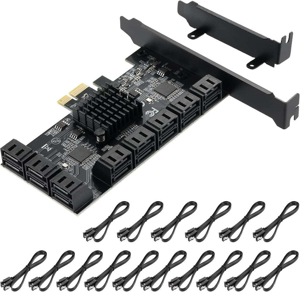 1X PCIE SATA Card 16 Ports with 16 SATA Cables T90700