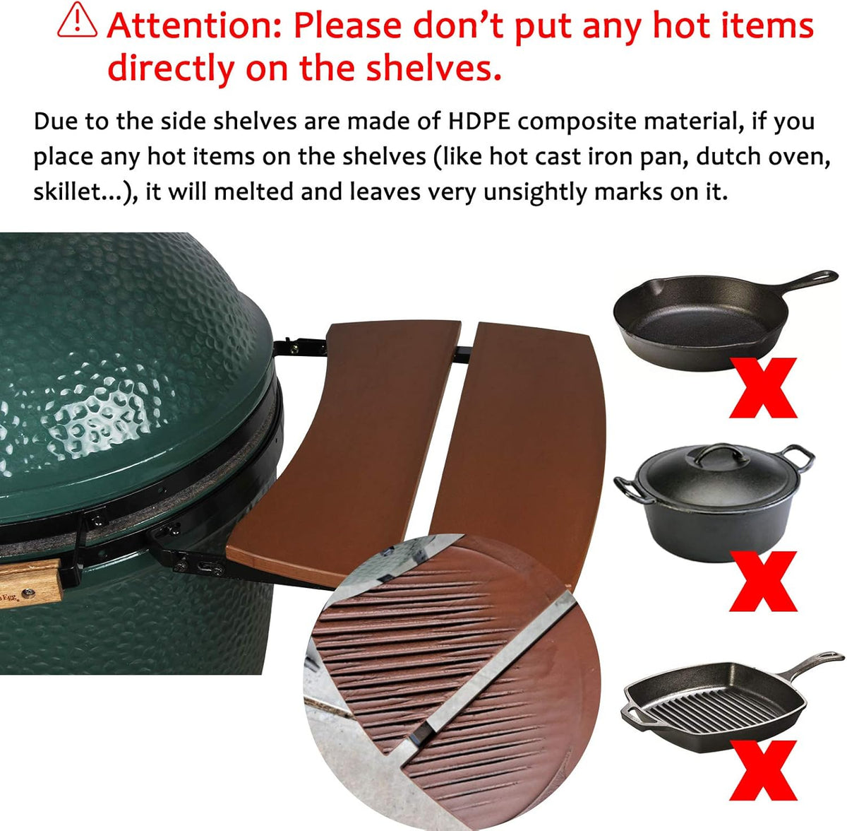 HDPE Grill Side Shelves - 3 Shelves Slats N571