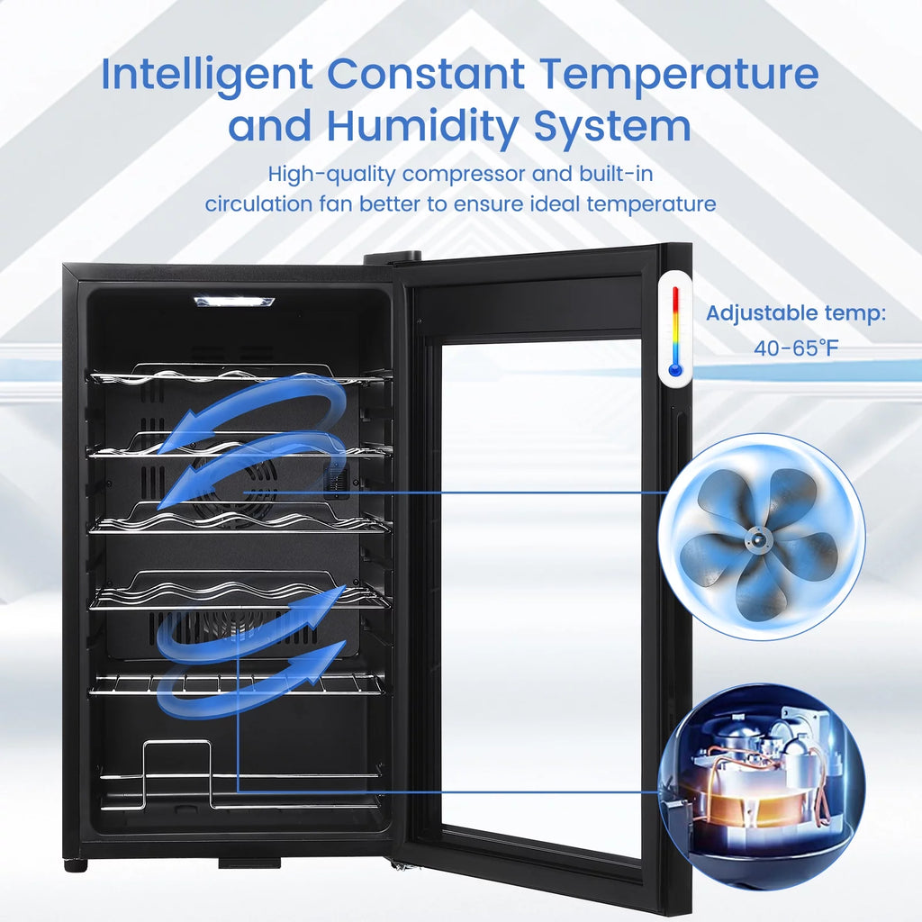 24-Bottle Wine Cooler Refrigerator with Glass Door B9872