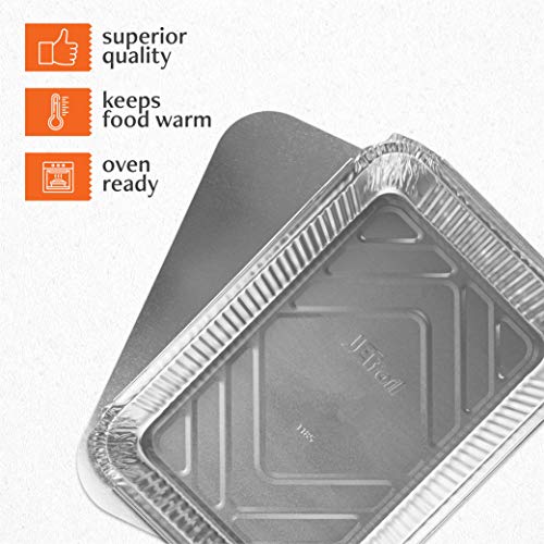 Disposable 4 LB Aluminum Oblong Baking Pans 12'' X 8'' X 2'' Inch With Cardboard Lids Bakeware Pack of 10 Pans and 10 Lids L3036