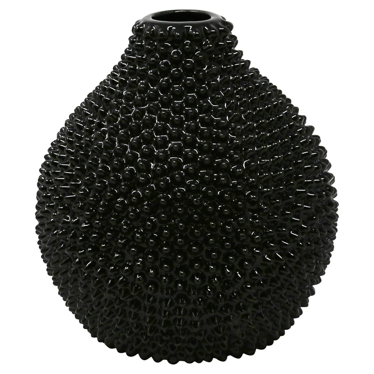 Gloss Black Spiked Ceramic Vase I95576