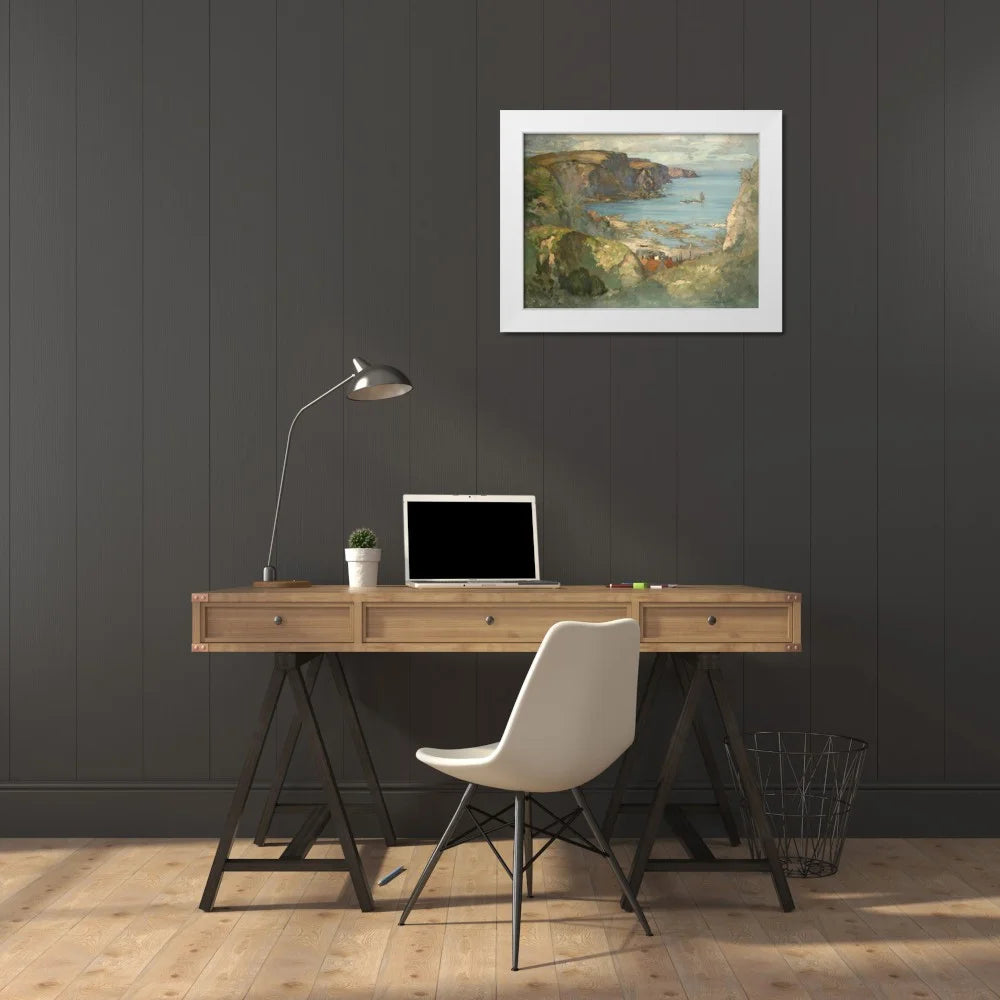 32x25 White Modern Wood Framed Art Print M653