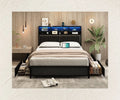 White Queen Size LED Storage Bed Frame with Charging Station R682