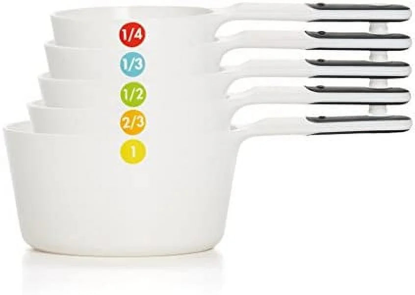 6-Piece Plastic Measuring Cups White 5 Count A61573