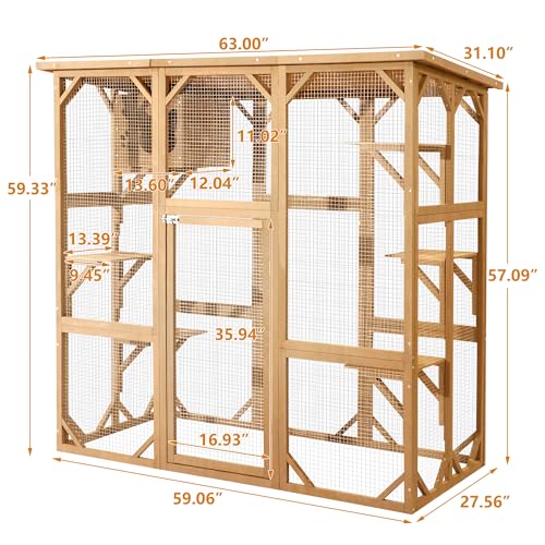 Grey Large Wooden Cat Enclosure with Platform X45439