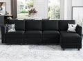 Modular U Shaped Sectional Sofa with Storage Seat Reversible Chaise Ottoman Velvet Fabric S961