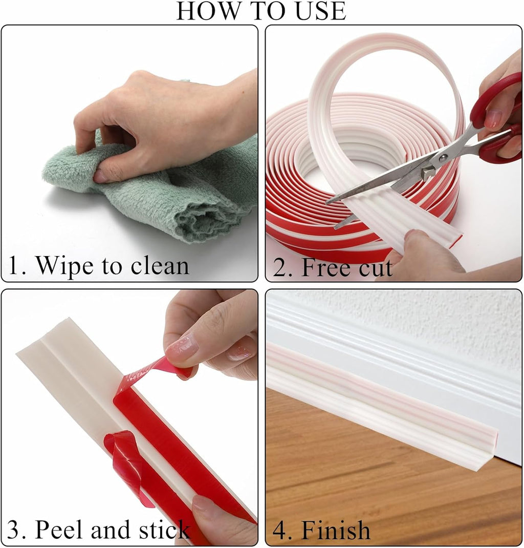 Creamy White 16.4 Ft x 1.5 In Self-Adhesive Wall Molding Trim S908583