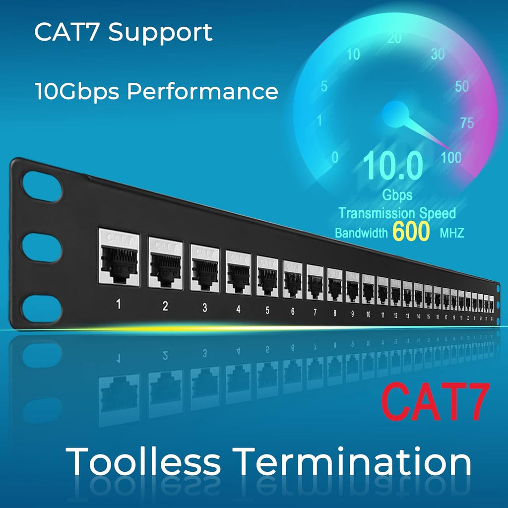 24 Port Cat7 Shielded 1U Network Patch Panel R3861